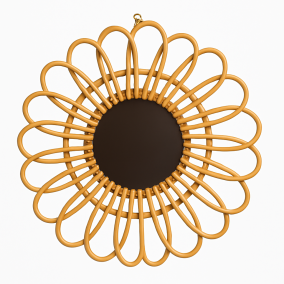 Espejo Decorativo de Ratn Trenzado de Mimbre Floral - Estilo Boho Nrdico