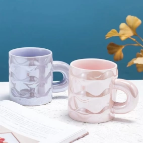 Taza Ceramica Nacarada Violeta