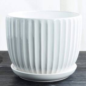 Maceta Ceramica Con Rayitas