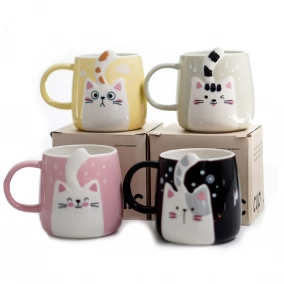 Taza Cer�mica 400 ml Dise�o Gato Gris moderna y �nica