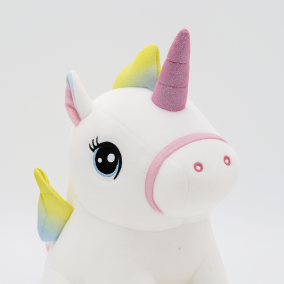 Peluche Unicornio blanco con Detalles Brillantes Tierno y Suave 30 cm