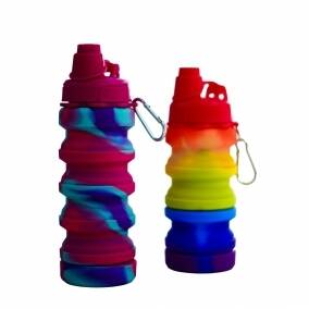 Botellas Plegables de Silicona con Clip Colores Vibrantes 500 ml