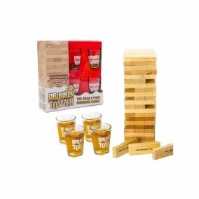 Juego Jenga de Madera con 4 Vasos Shot Diversin para Adultos
